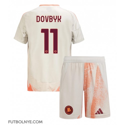 Camiseta AS Roma Artem Dovbyk #11 Visitante Equipación para niños 2024-25 manga corta (+ pantalones cortos)